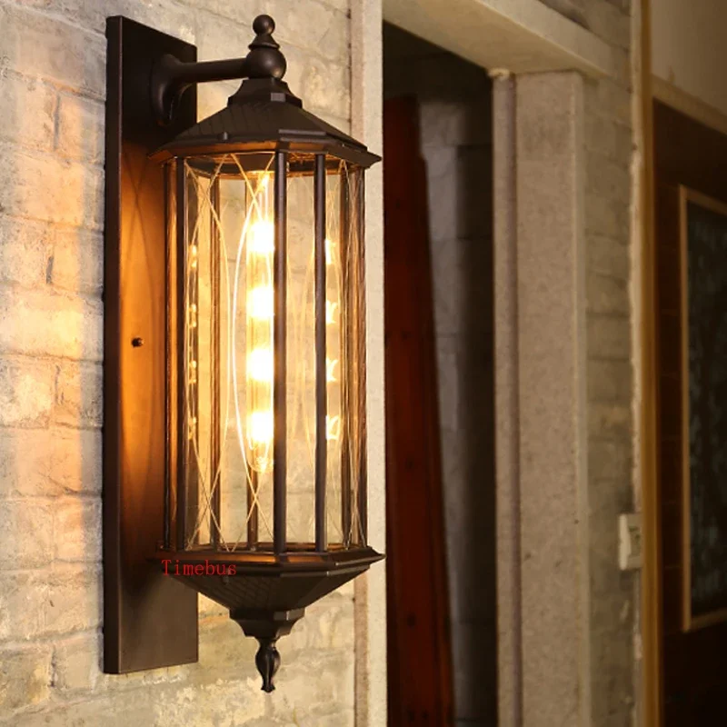 

Outdoor Waterproof Wall Light Fixture Corridor Antique Industrial Wall Lamp Outward Garden Courtyard Lights Balcony Brown Sconce