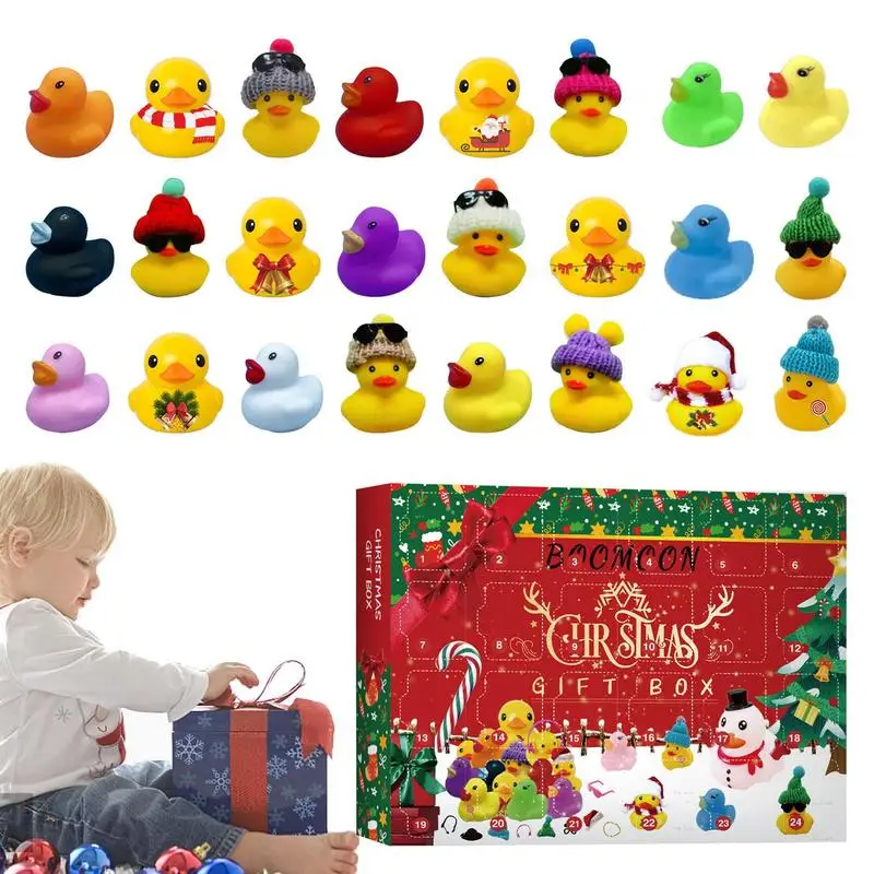 Rubber Duck Advent Calendar 2024 Toddler Advent Calendar 24 Days Collectible Cute Catoon Christmas Duck Ornament for Christmas