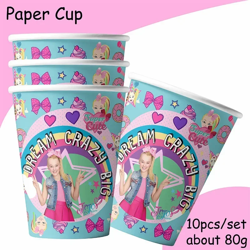 Disney JOJO SIWA Birthday Decoration Angle Disposable Tableware Cup Plate Tablecloth Baby Shower Kids Girls Boy Party Supplies