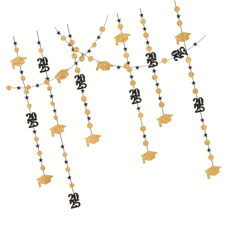 

2025 Graduation Celebration Glittering Circle Photo Background Decoration Garlands For Ceremony Party