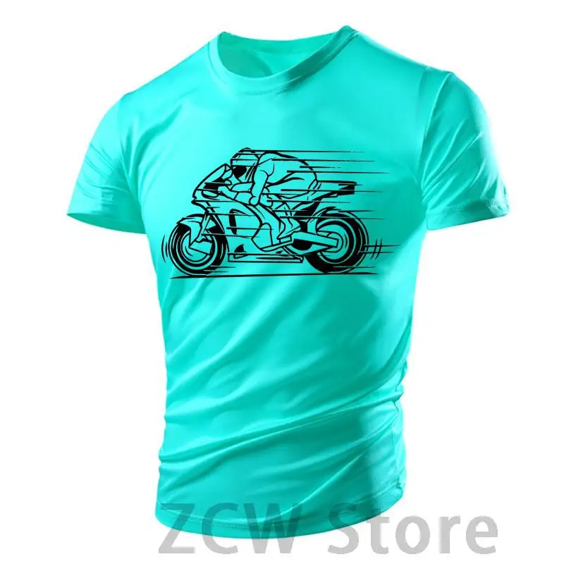 Fun Motorcycle 3d Printing Men\'s Children Street T-shirt Gym Tough Guy Running Breathable Lightweight Sports Summer Tight Tops