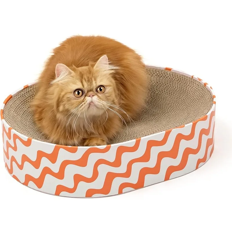 

Cat Scratcher Cardboard,2 in 1 Oval Cat Scratch Pad Bowl for Indoor Kitty Grinding Claw,Round Kittens Scratching Board Corrugate