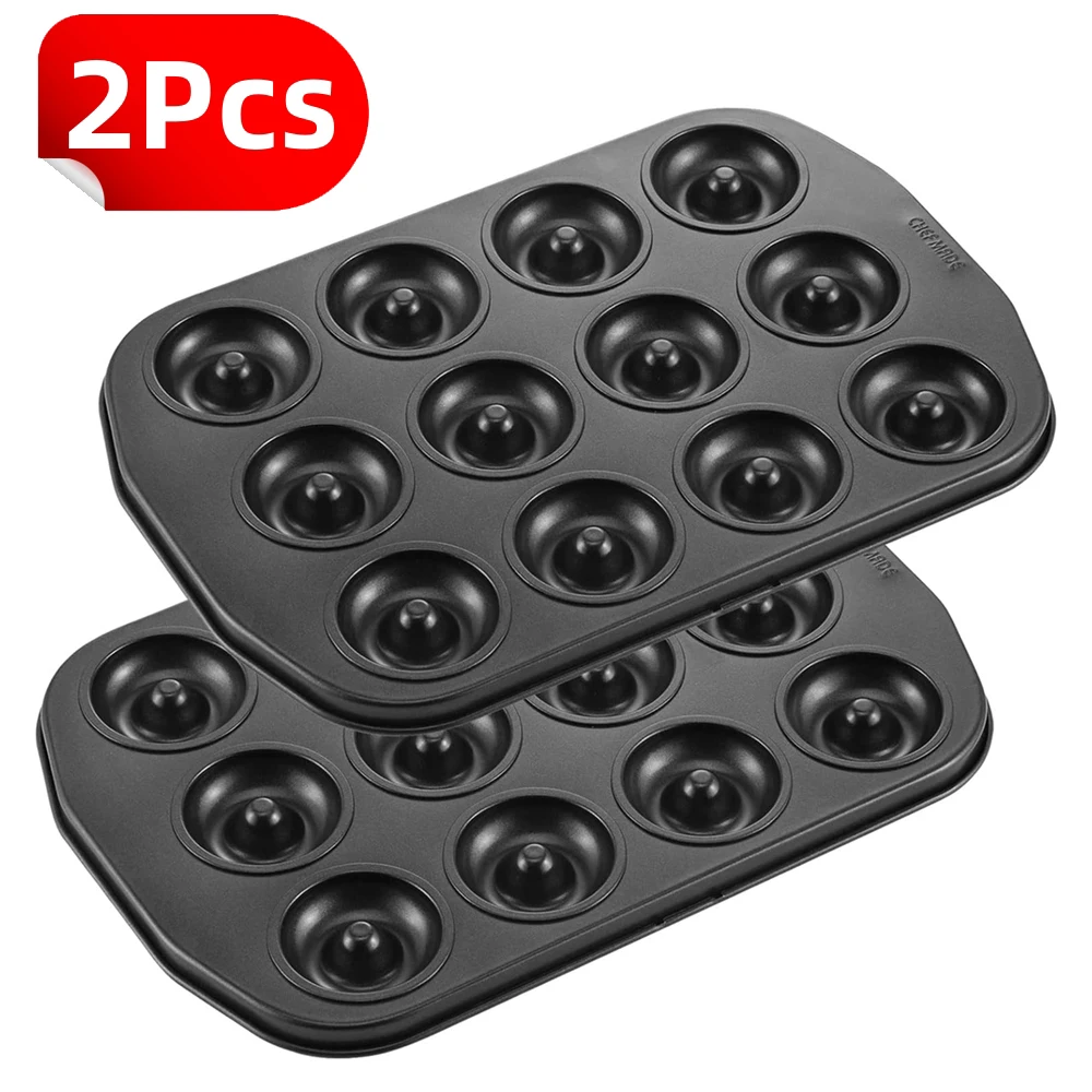 

CHEFMADE 12 Cavity Donut Mold Pan Mini Ring Doughnut Pan Nonstick Doughnut Baking Tray Donuts Mould for Baking