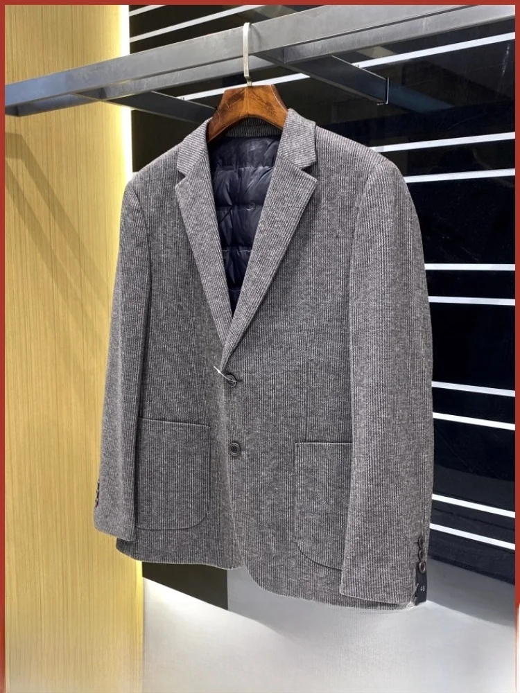 

Busin Adstration Series Men's High-End Woolen Suit Jaet Warm down Coat New Winter Faion Sli Polyester Fiber