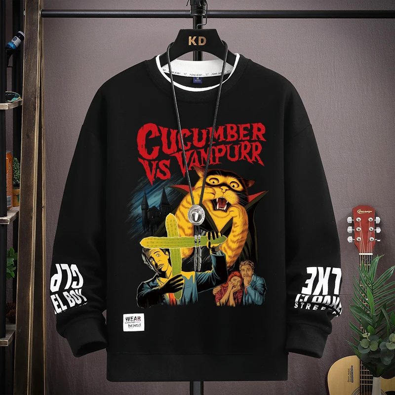 M-5XL New in Hoodies & Sweatshirts Cucumber Vs Vampurr Funny Y2K Long Sleeve T-shirt Spring Autumn Pullover Harajuku Streetwear