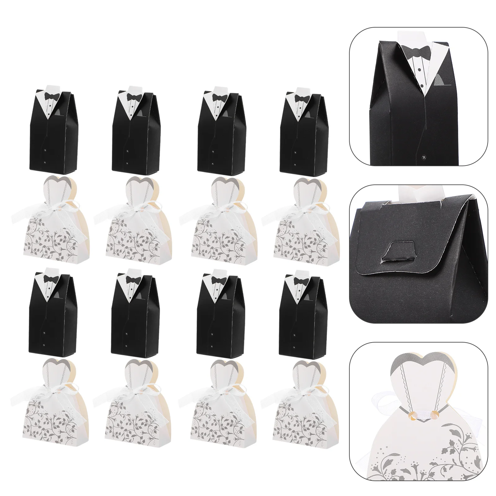 

100Pcs Elegant Wedding Favor Box Chocolate Candy Container Unique Suit Dress Design for Weddings Parties Gifts