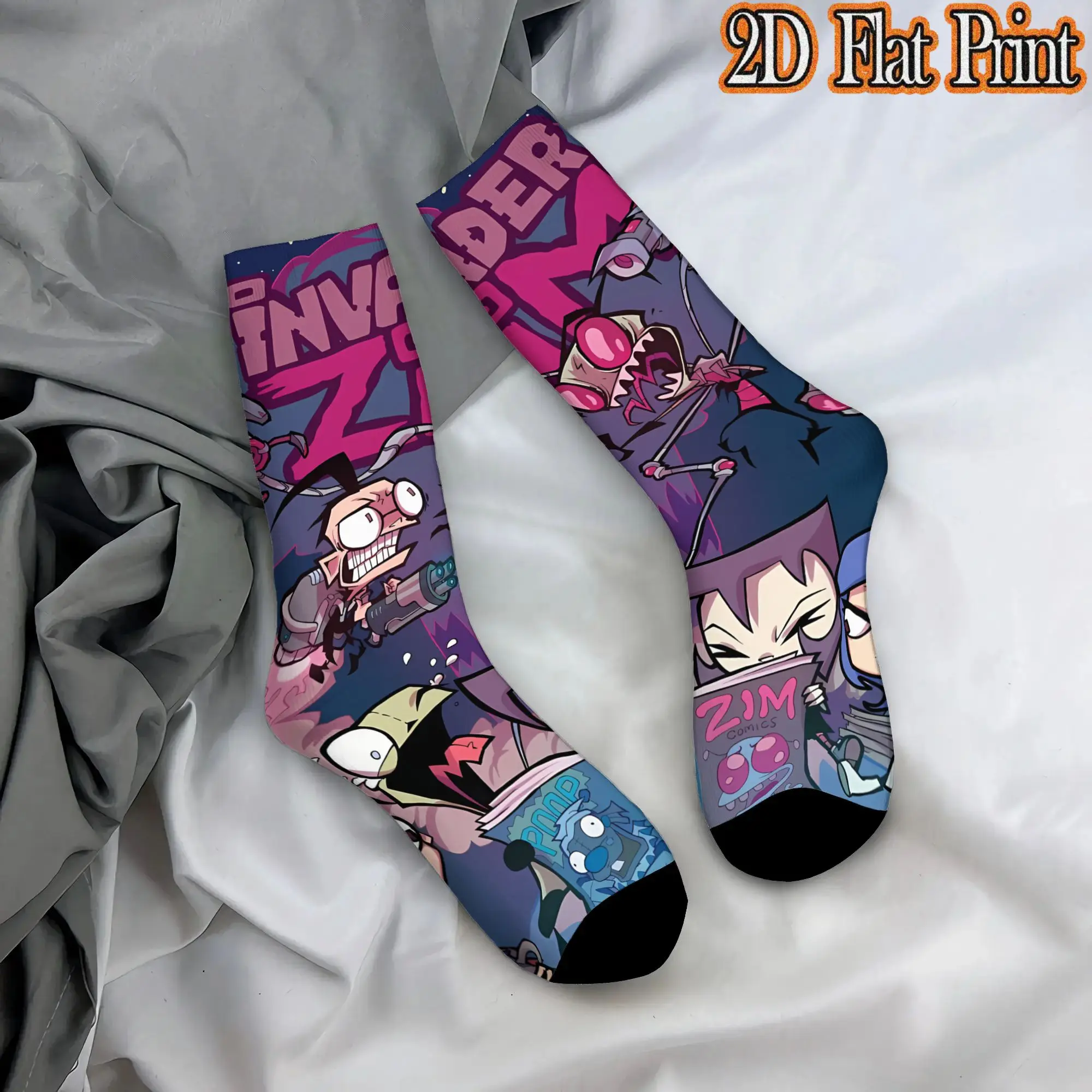 Invader Zim Anime Novelty Men's  Mid Tube Winter Socks Unisex Breathable Crew Sock Cycling Socks