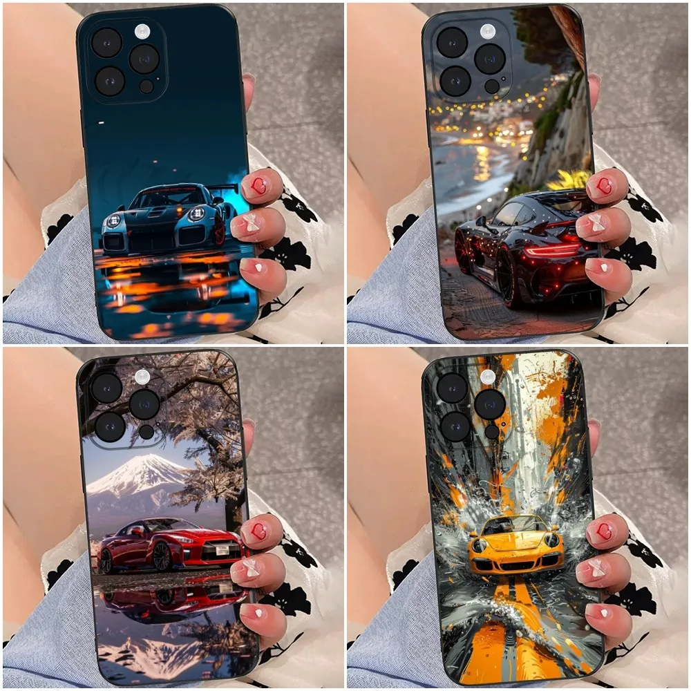 

Sport Car Phone Case For iPhone 16e,16se4,16,15,14,13,12,Pro,Max,11,Plus,XR,XS Max Shockproof Silicone Soft Shell