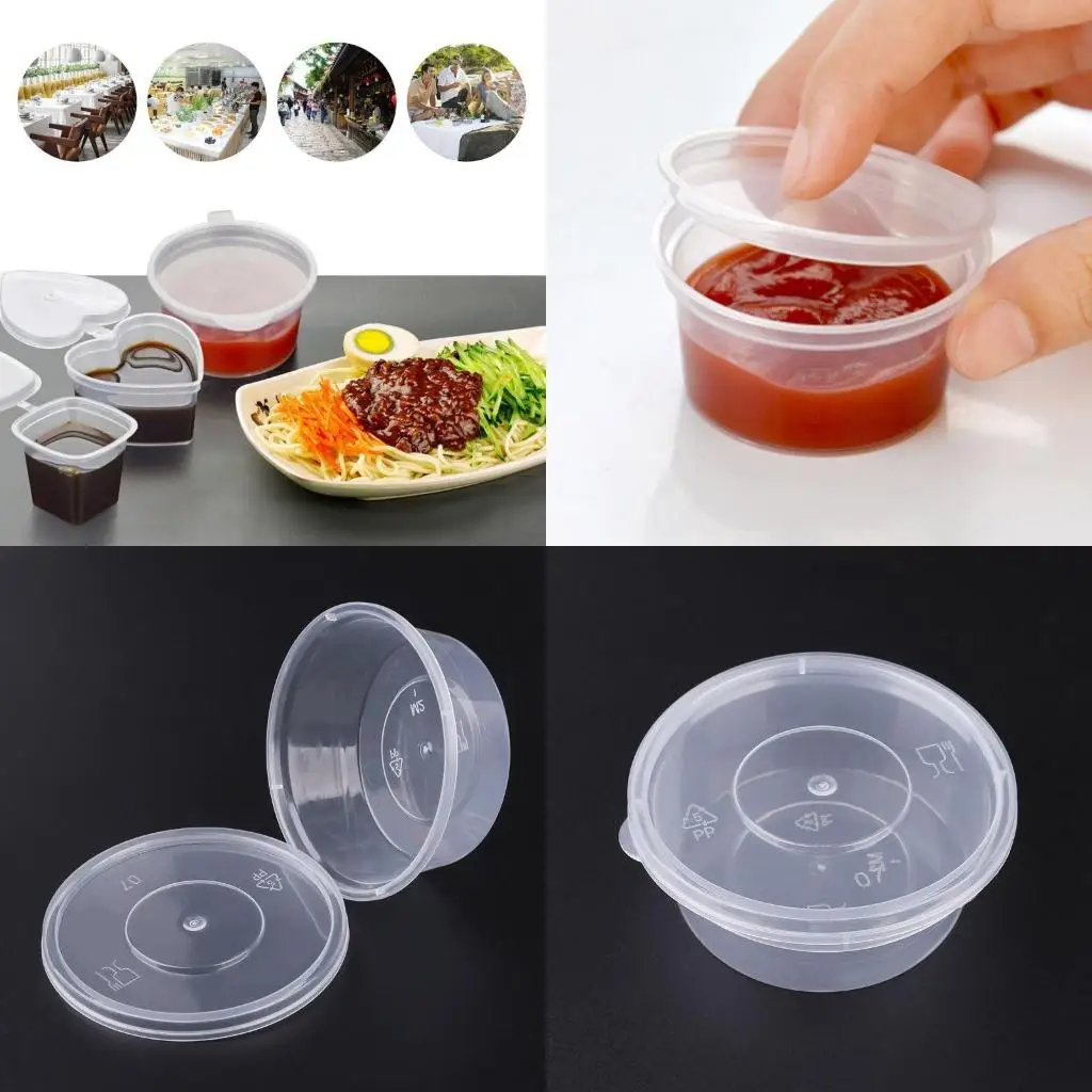 

10pcs Kitchen Disposable Plastic Sauce Cup Pot Chutney Container With Lid high quality