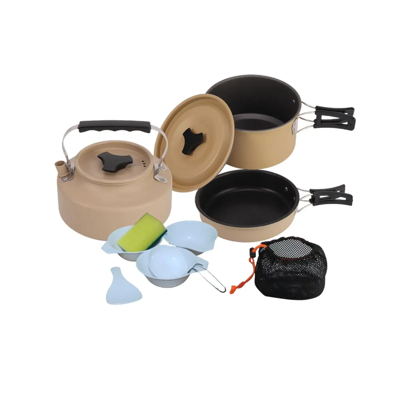 Camping Cookware Set Kettle Folding Handle Versatile Utensils Easy to Pan for