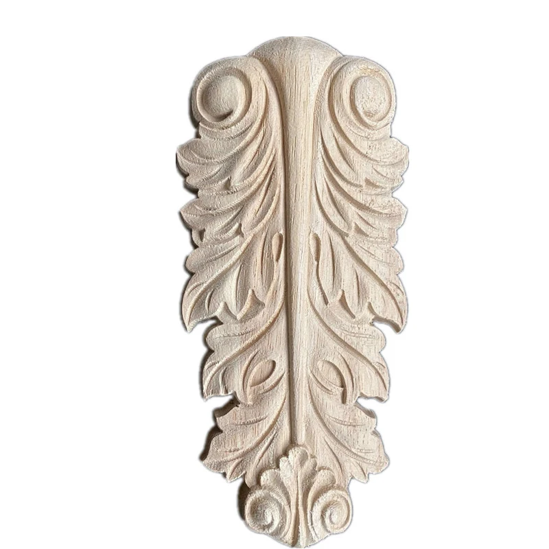 18cm Wood Carved Long Applique European Flower Pattern Hollowed Frame Corner Onlay Unpainted Furniture Home Decor