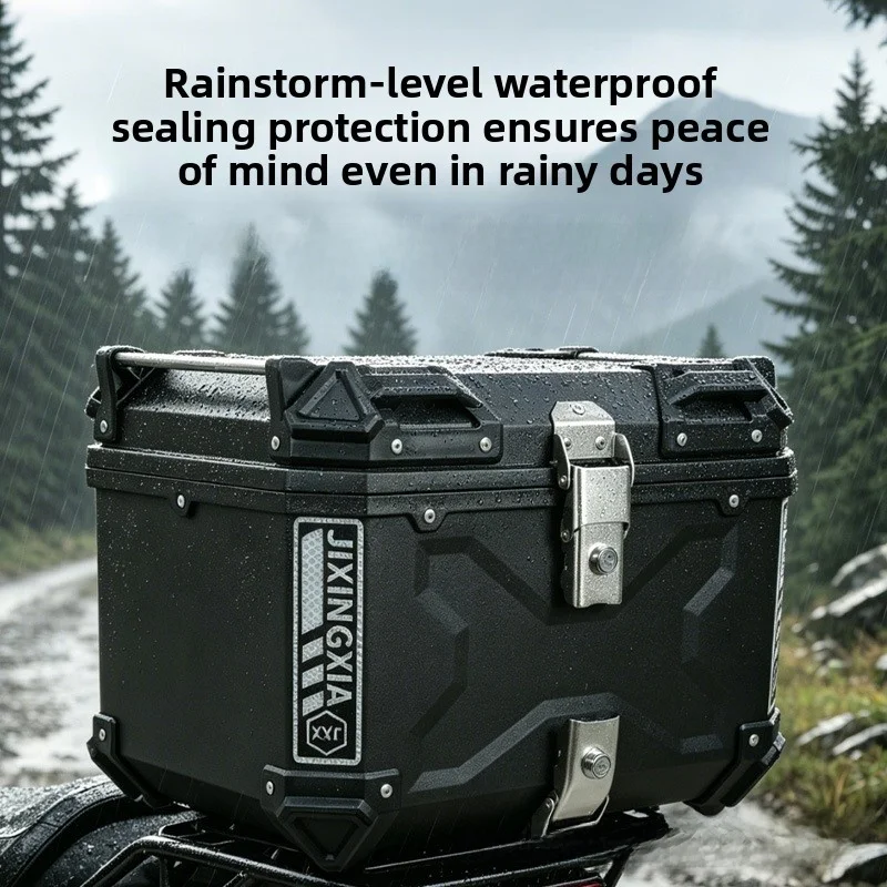 Large aluminum alloy tail box storage box, motorcycle rear tail box, quick-release waterproof trunk motorcycle touring, scoo