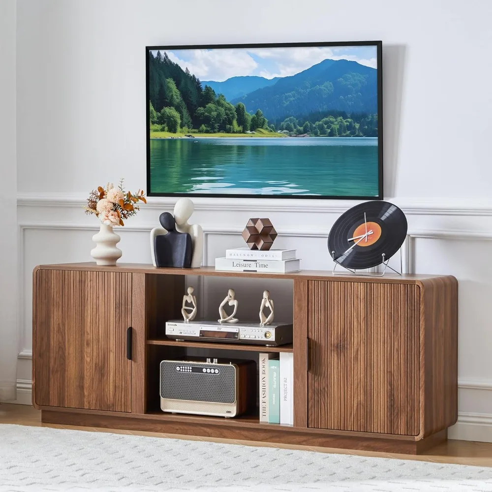 

60inch Fluted TV Stand with Storage, Mid Century Modern Entertainment Center for TVs Up to 75,Media Console Table