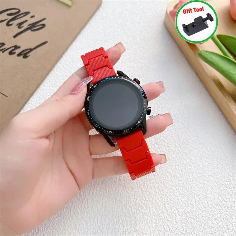 حزام من ألياف الكربون لساعة سامسونج جالاكسي 6/4/3/5/برو/كلاسيك/أكتيف 2/جير S3 ربط سوار هواوي gt 3-pro-2 حزام 20 مللي متر/22 مللي متر