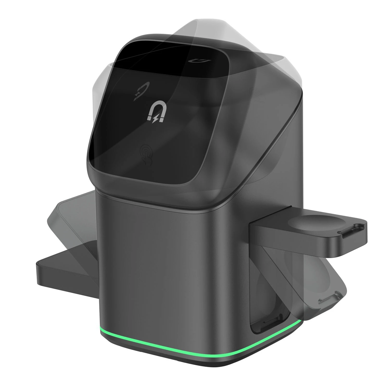 Auto Rotation 3 In 1 Charging Stand Multi-Purpose Sturdy Phones Charger For Phone Watch Earphone