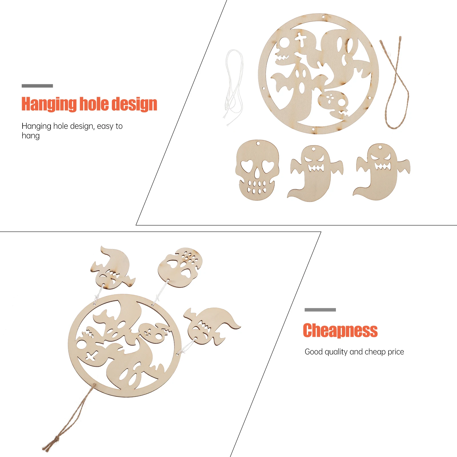 

Crafts Wooden Pendant Decoration Outdoor Halloween Decorations Hanging Ornament