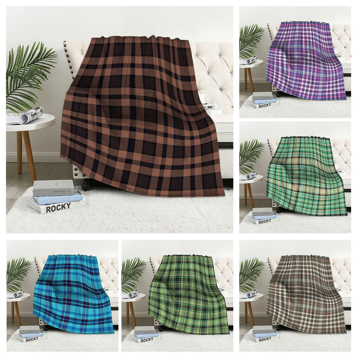 

Домашнее украшение, плюшевое покрывало для дивана, покрывало для кровати, пушистые мягкие одеяла, декор в клетку, современный геометрический узор, простой скандинавский стиль