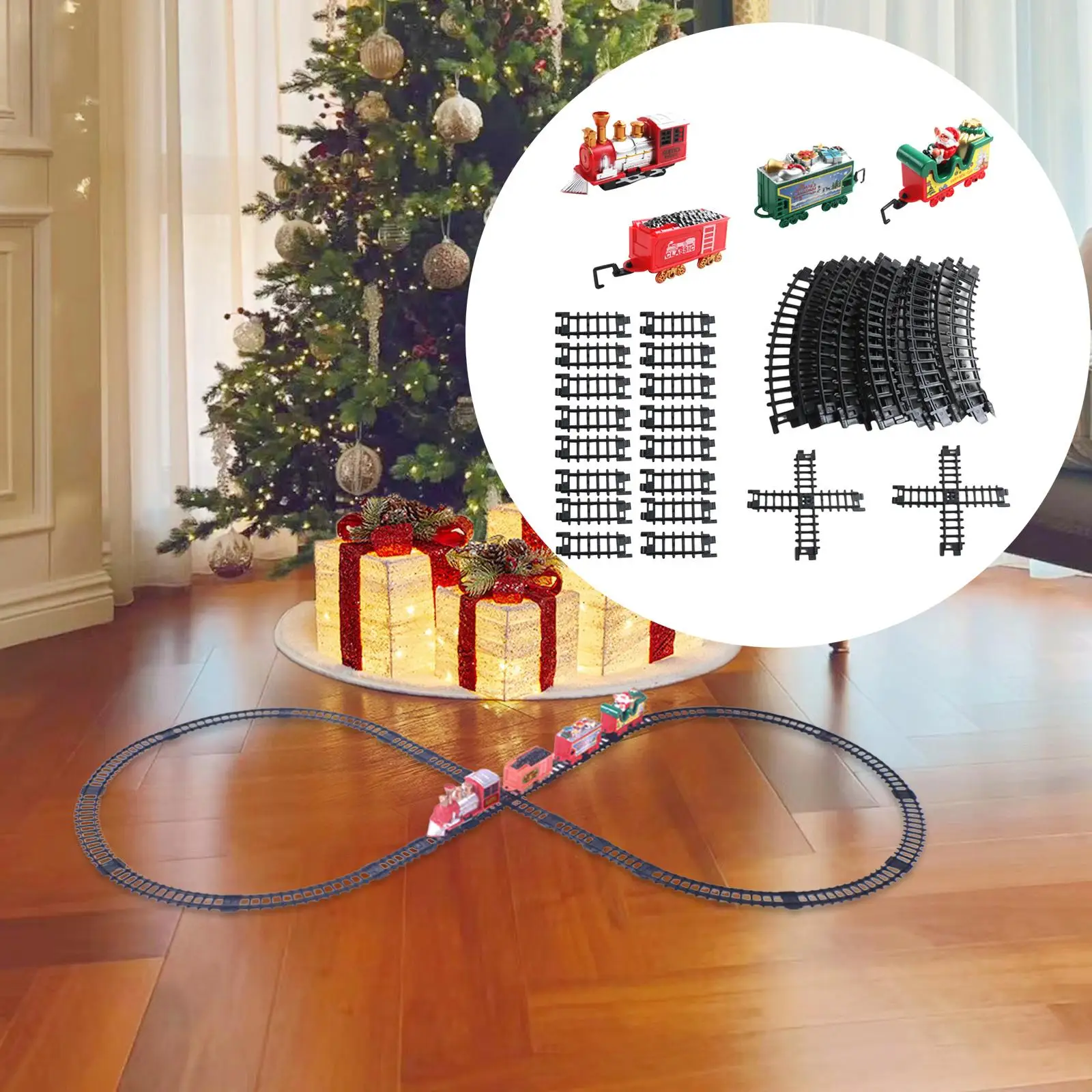 Conjunto de trem elétrico de Natal Conjunto de trem de brinquedo clássico em torno da árvore DIY montar