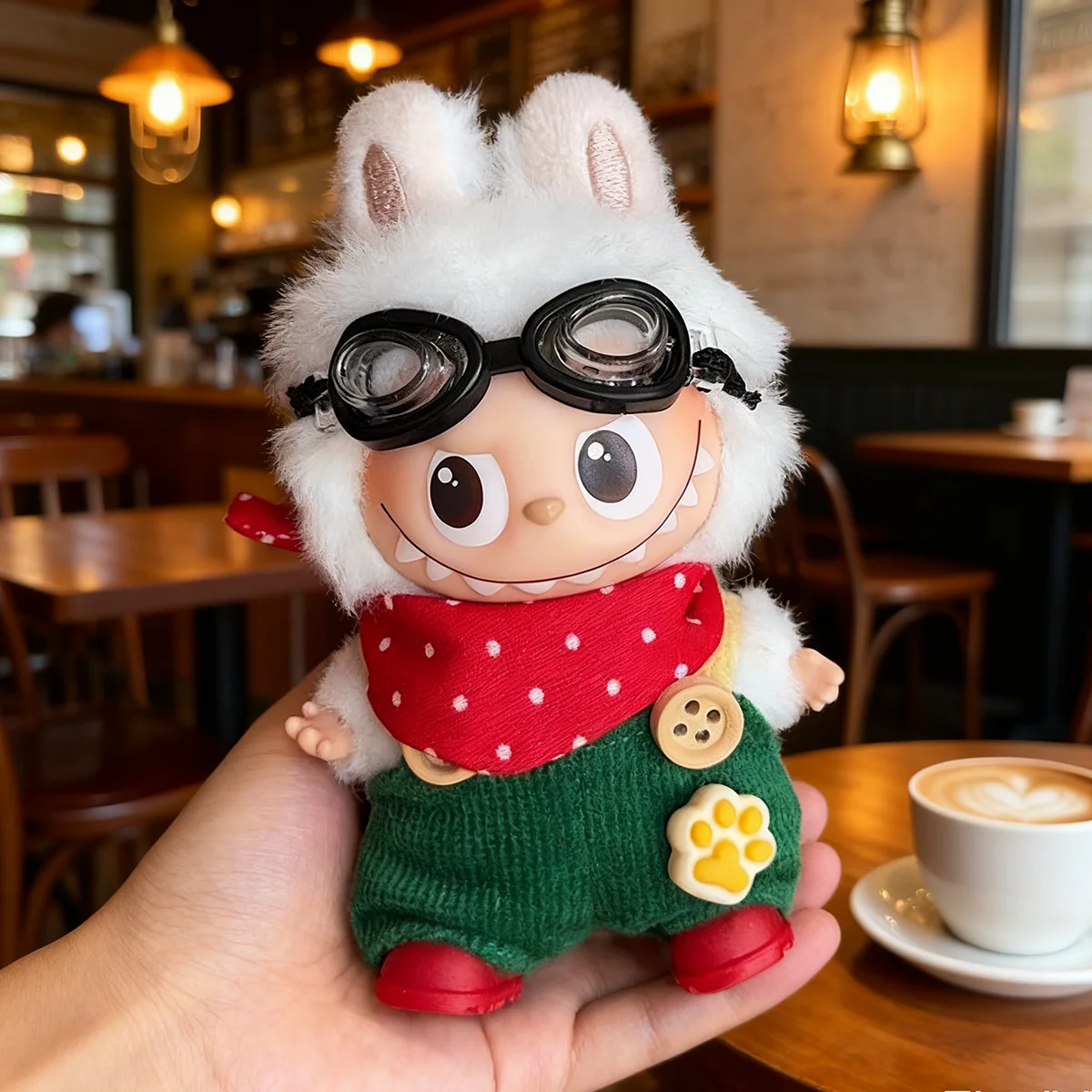 [No Doll] Plush Doll's Clothes for Mini Labubu 4.0 Pin For Love Series Cute Overalls Bib Set DIY Accessories Gifts