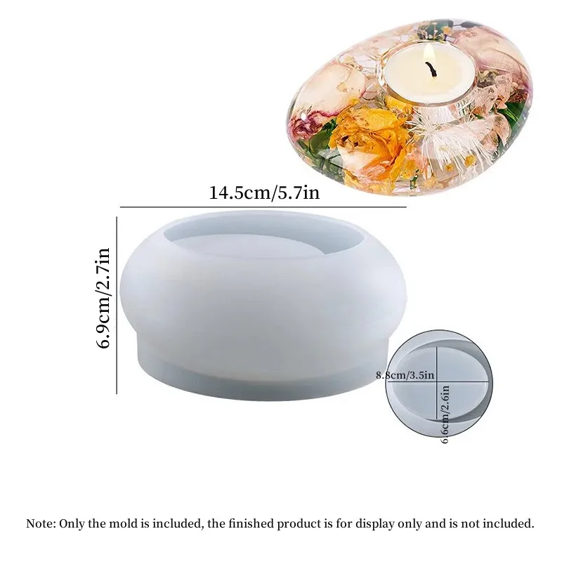 Thuis DIY Epoxyhars Kandelaar Siliconen Mal 3D Bloem Ingemaakte Ornament Mold Ronde Ovale Kaarshouder Lampstand Decoratie Mold