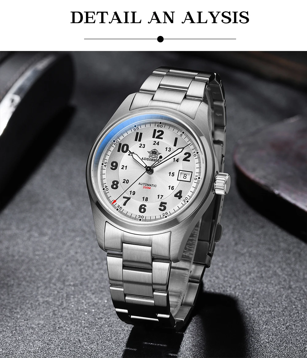 ADDIESDIVE Men Luxury Automatic Mechanical Watch 8215 Movement Sapphire Glass 200M Waterproof Luminous Analog Wristwatches AD2525