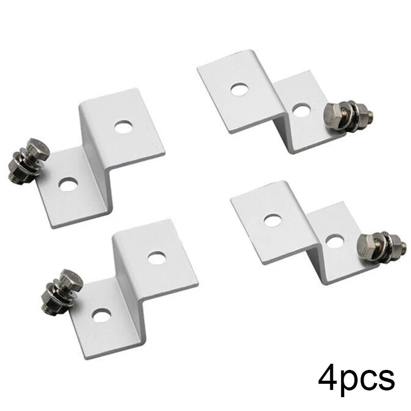 Z Style Panel Mounts for Solar Energy Battery Installation Set of 4 Aluminum Brackets with Stainless Steel Fasteners