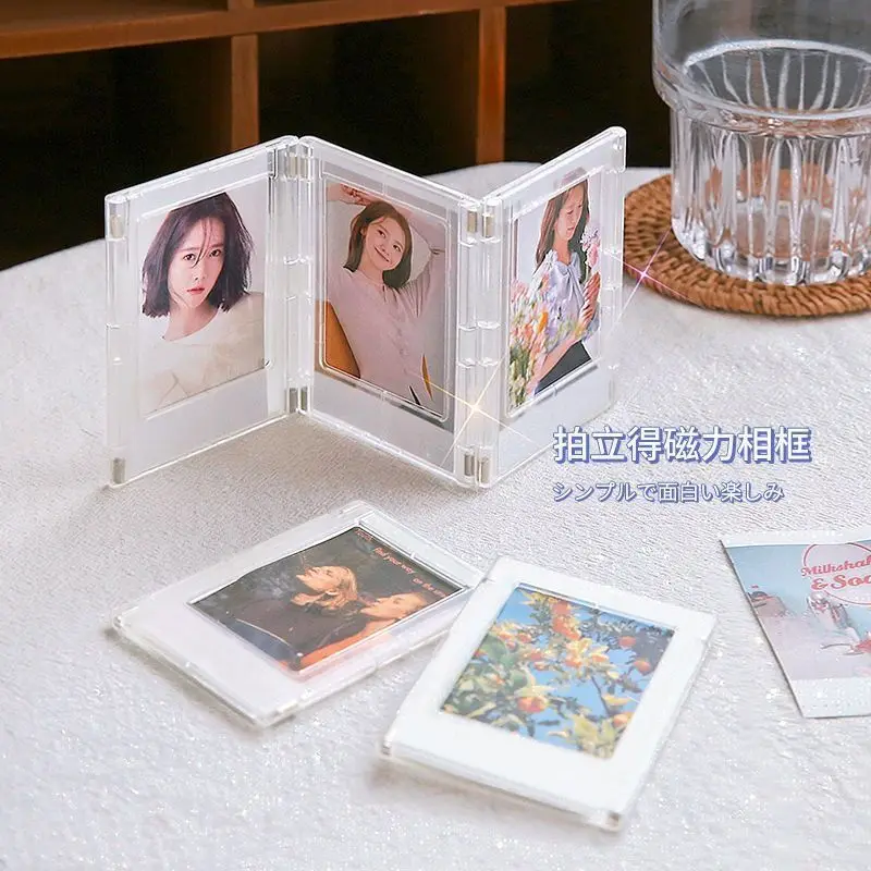 10Pcs Mini Magnetic Photo Frame Creative Plastic Magnet Can be Absorbed Polaroid Photo Small Card Display Desktop Ornaments