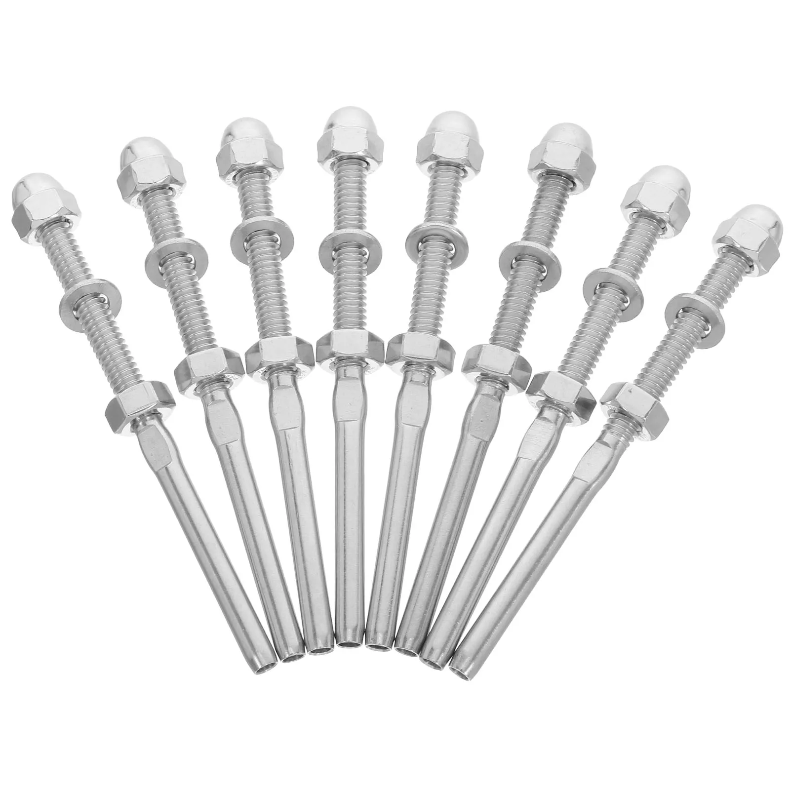 

8pcs Stainless Steel Terminal Invisible Stud End Deck Stair Threaded Fitting Tensioner 1/8 Inch Wire Rope Connector