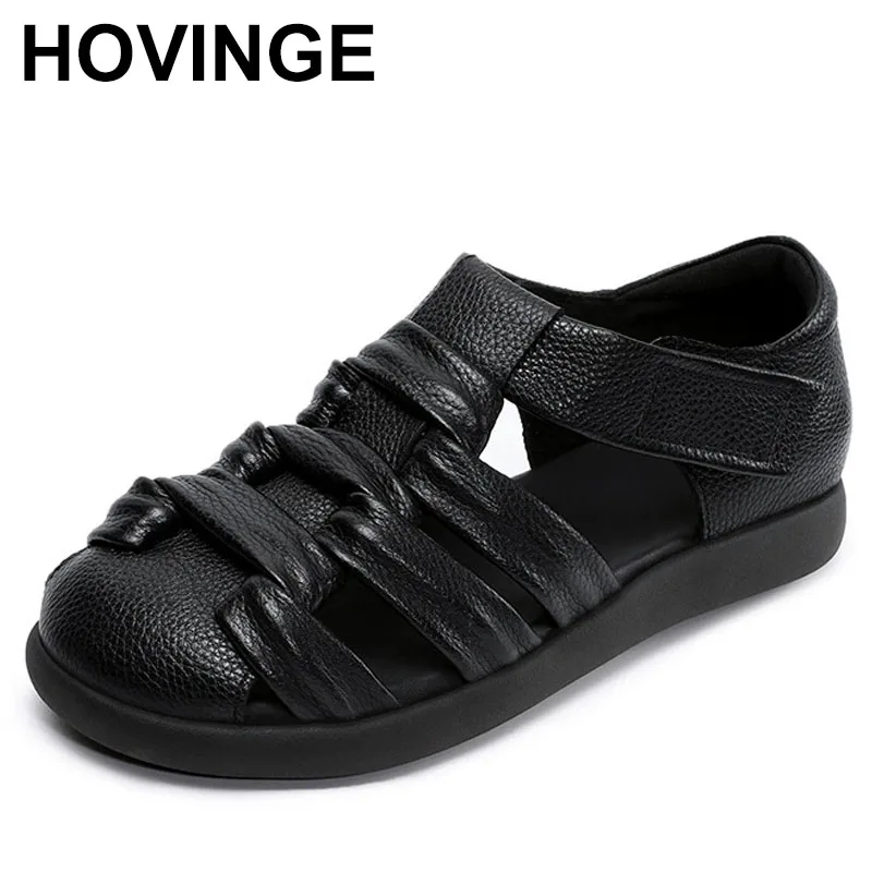 

Женские сандалии из натуральной кожи 2,5 см, летние тапочки, мягкие продаваемые модные оксфорды на плоской подошве с крючками, лоферы