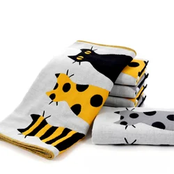 5pcs/set Cat Printed Towels High Quality Couple Household Cute Cartoon Soft Face Towel Child Towel 35*74cm