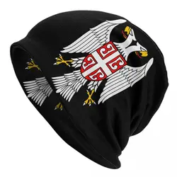 Serbian Eagle Coat Of Arms Bonnet Hats Street Knit Hat For Men Women Warm Winter Serbian Flag Skullies Beanies Caps