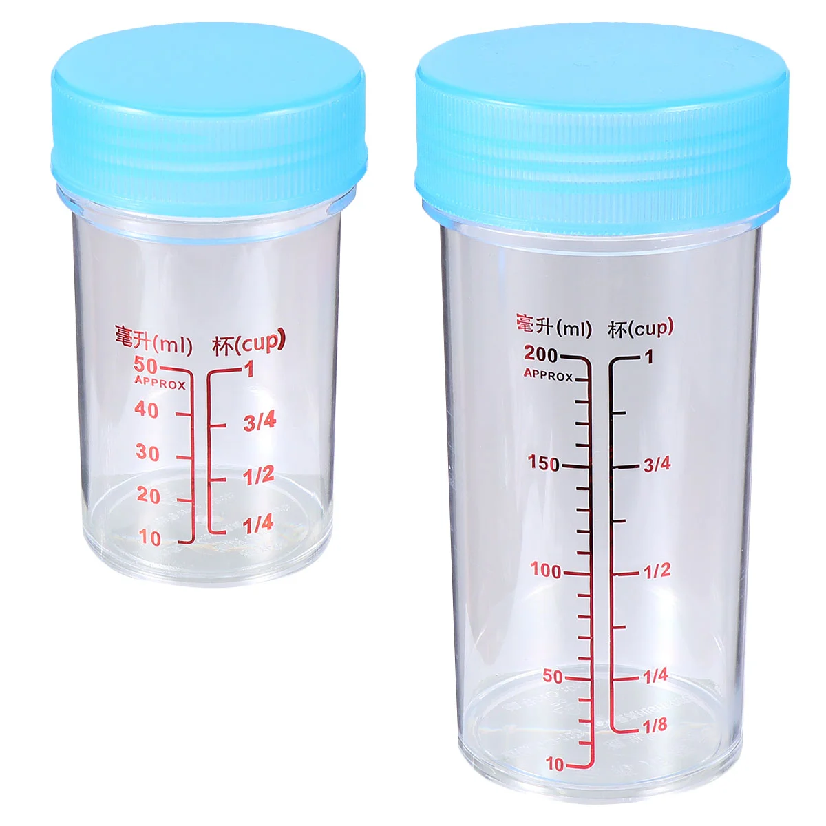 

2 Pcs/1 Set Measuring Cups Set Transparent Measuring Cups Plastic Beakers with Leak Proof Lids for Laboratory Use (Blue)