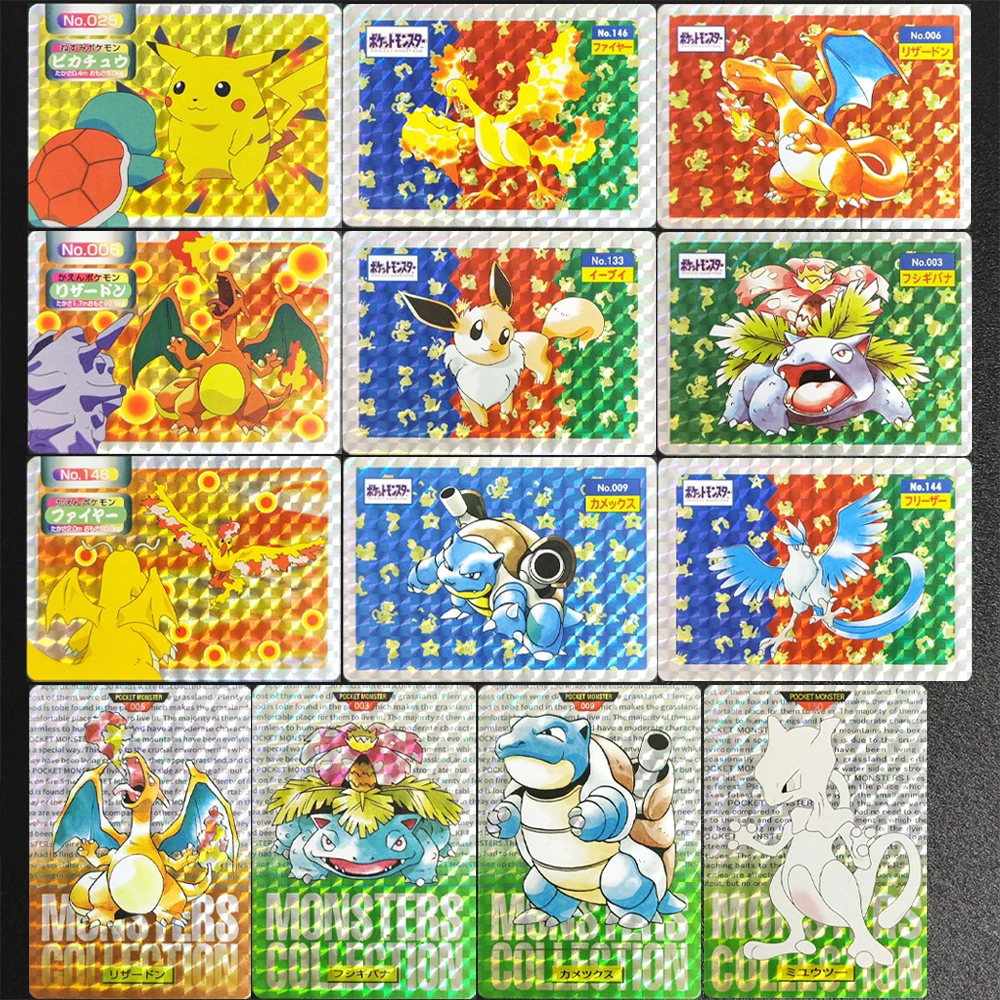 

DIY PTCG BKM Game Pocket Monsters Japanese Pikachu Venusaur Charizard Moltres Zapdos Mewtwo Dragonite Hobby Collection Card Toy