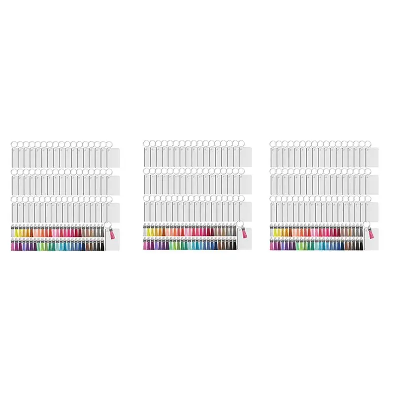 Exquisite-600Pcs Sublimation Keychain Blanks Set Rectangle Heat Transfer Blanks Keychain Tassels With Key Rings For Keychain DIY
