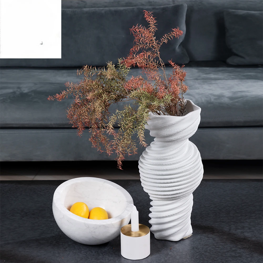 Home Accessory Modern White Hot Sale Stylish 3D printed Vase Compote New Home Decor Combination Ceramic Home Decor Vases Flower