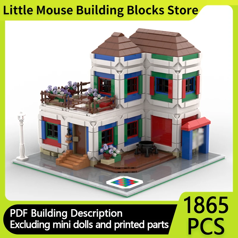 

City Street View Model MOC Building Bricks Colorful Residential House Modular Technology Gift Holiday Assemble Children Toy Suit