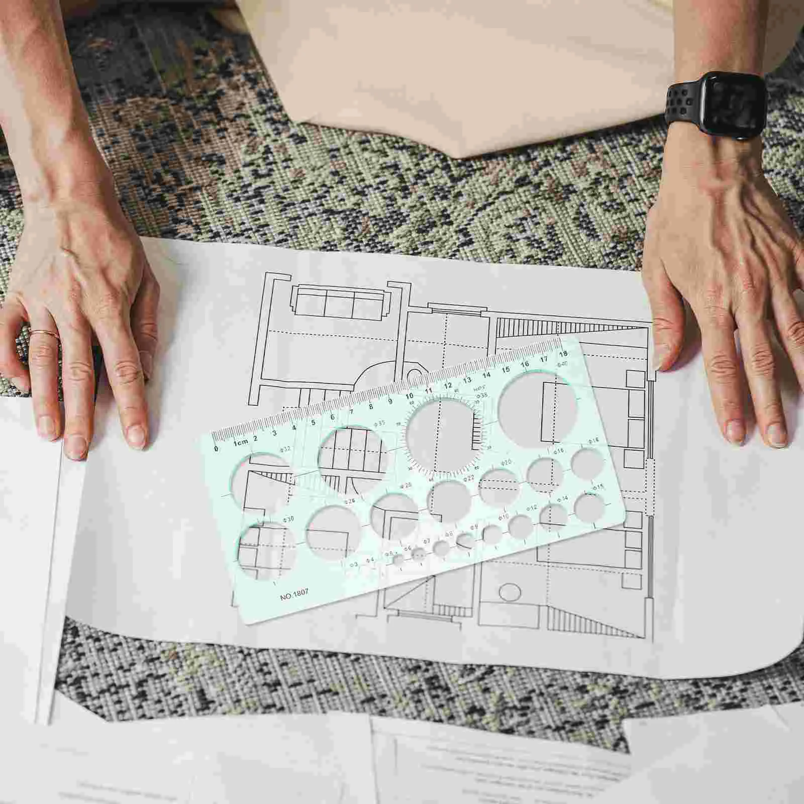 2 Pcs Transparent Drawing Template Drafting Stencils Tools for Architects Circle Ruler