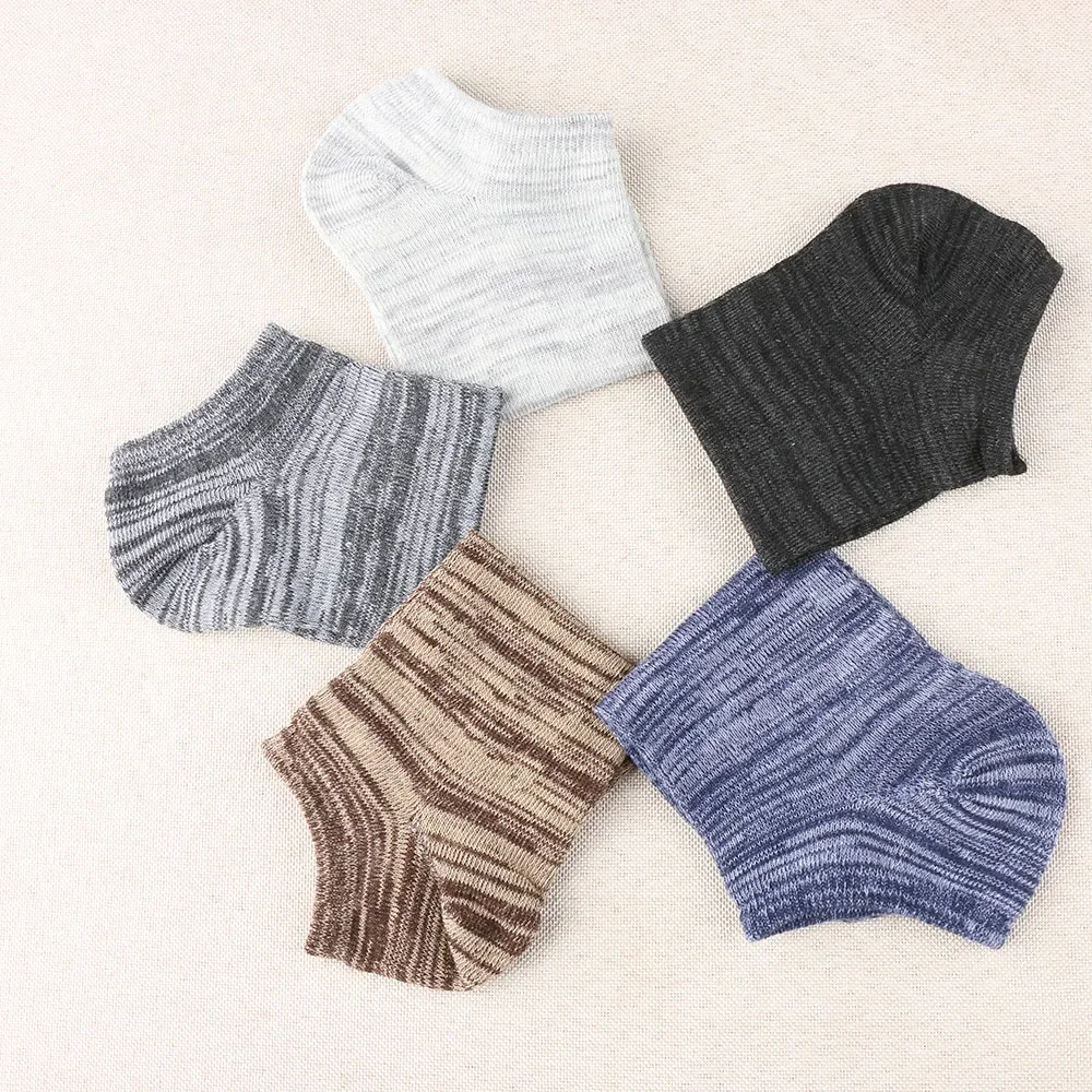 

USU-1 Mens Casual Striped Socks Breathable Spring Cut Ankle socks