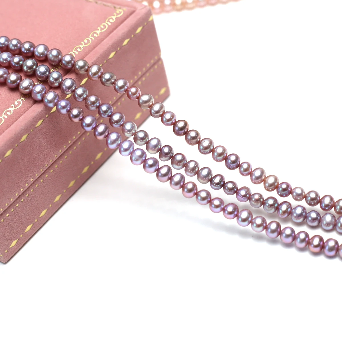 4-5mm Natural Freshwater Pearl Orange-Purple Glitter Oval Beads DIY Jewelry Making Loose Beads for Necklace Bracelet Wedding Gif