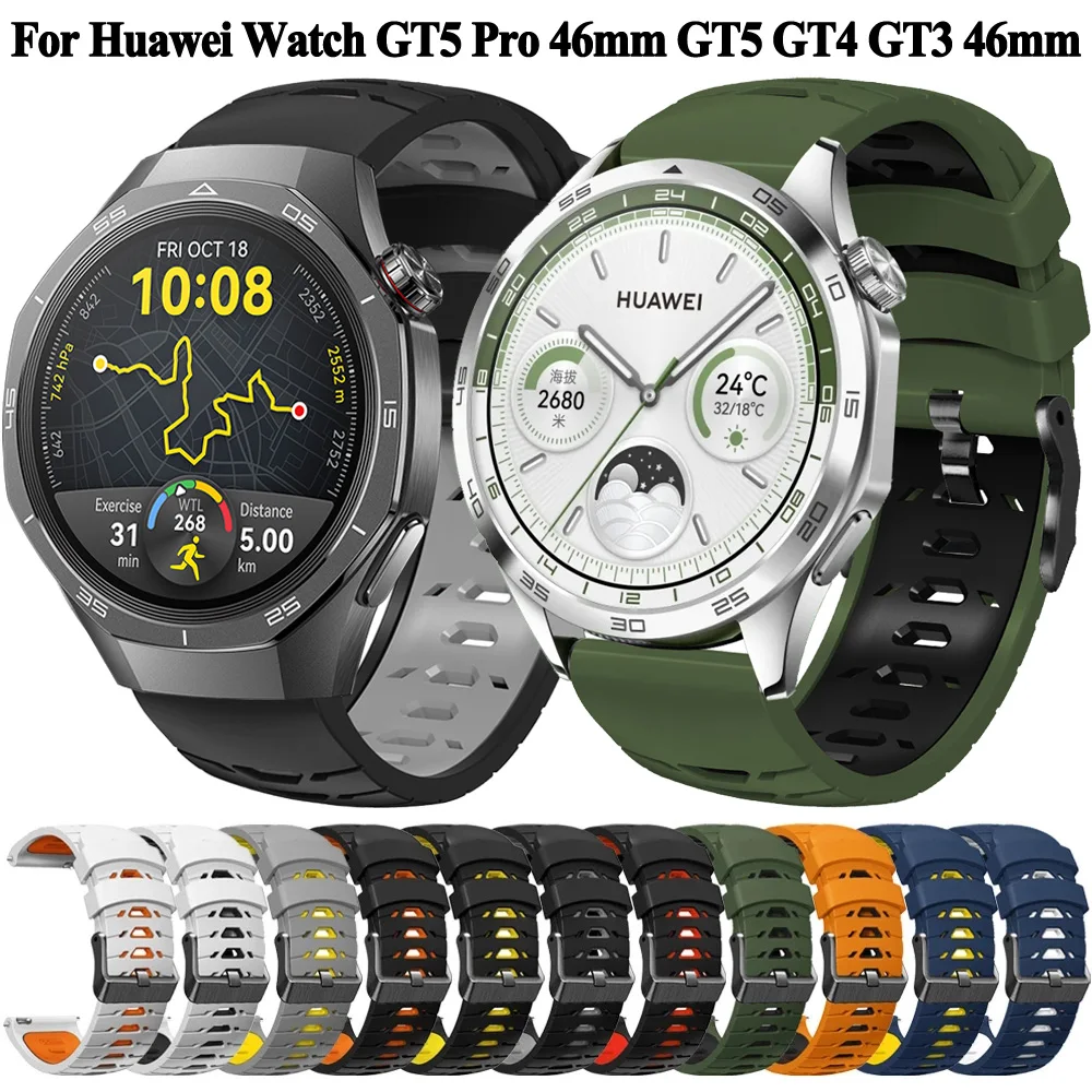 Silicone Strap For Huawei Watch GT5 Pro 46mm Watchband Bracelet For Huawei Watch GT4 46mm GT5 GT3 GT2 Pro Smartwatch Wristband