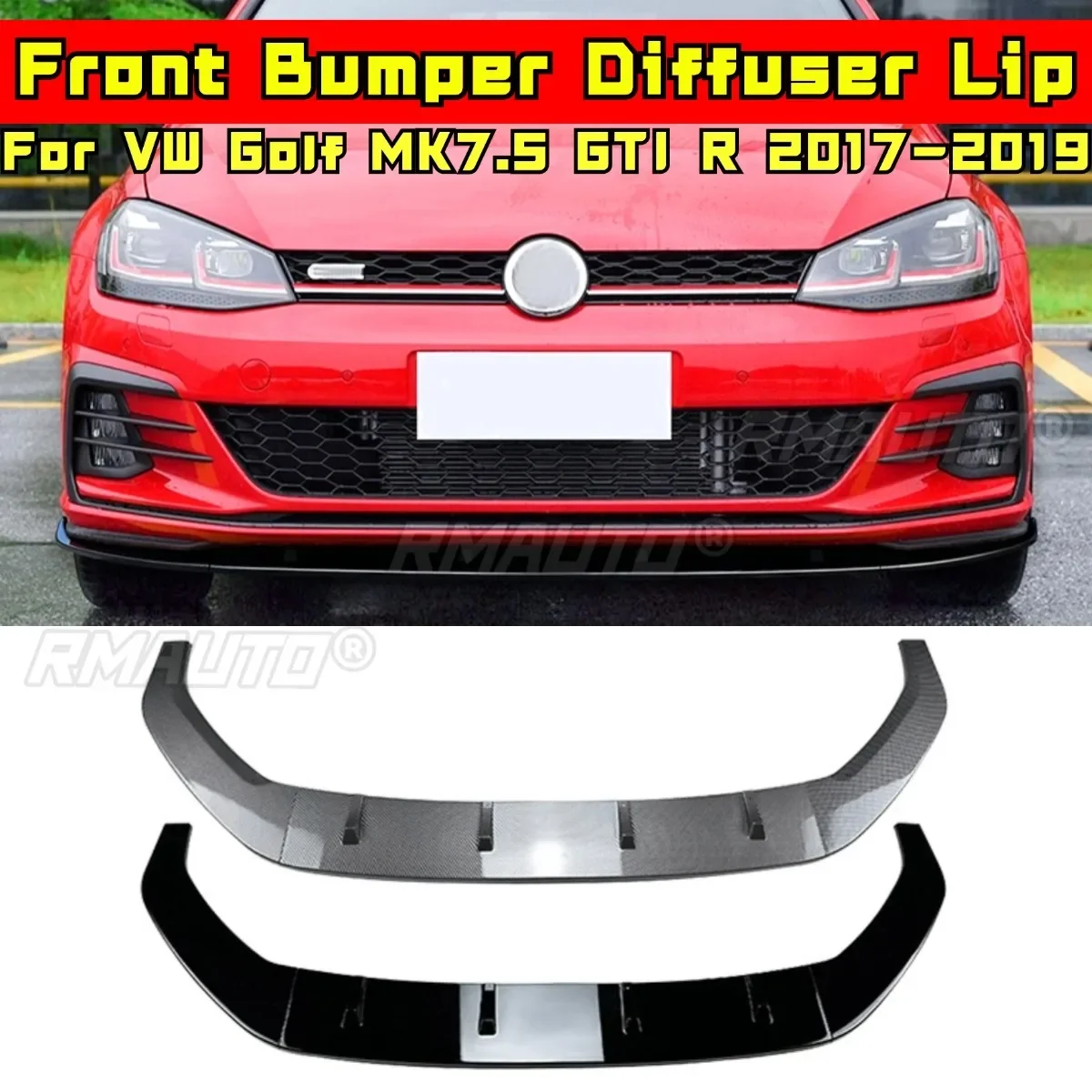 

For VW Golf MK7.5 GTI R 2017-2019 Body Kit Front Bumper Splitter Front Bumper Lip Protector Spoiler Guard Modification Part