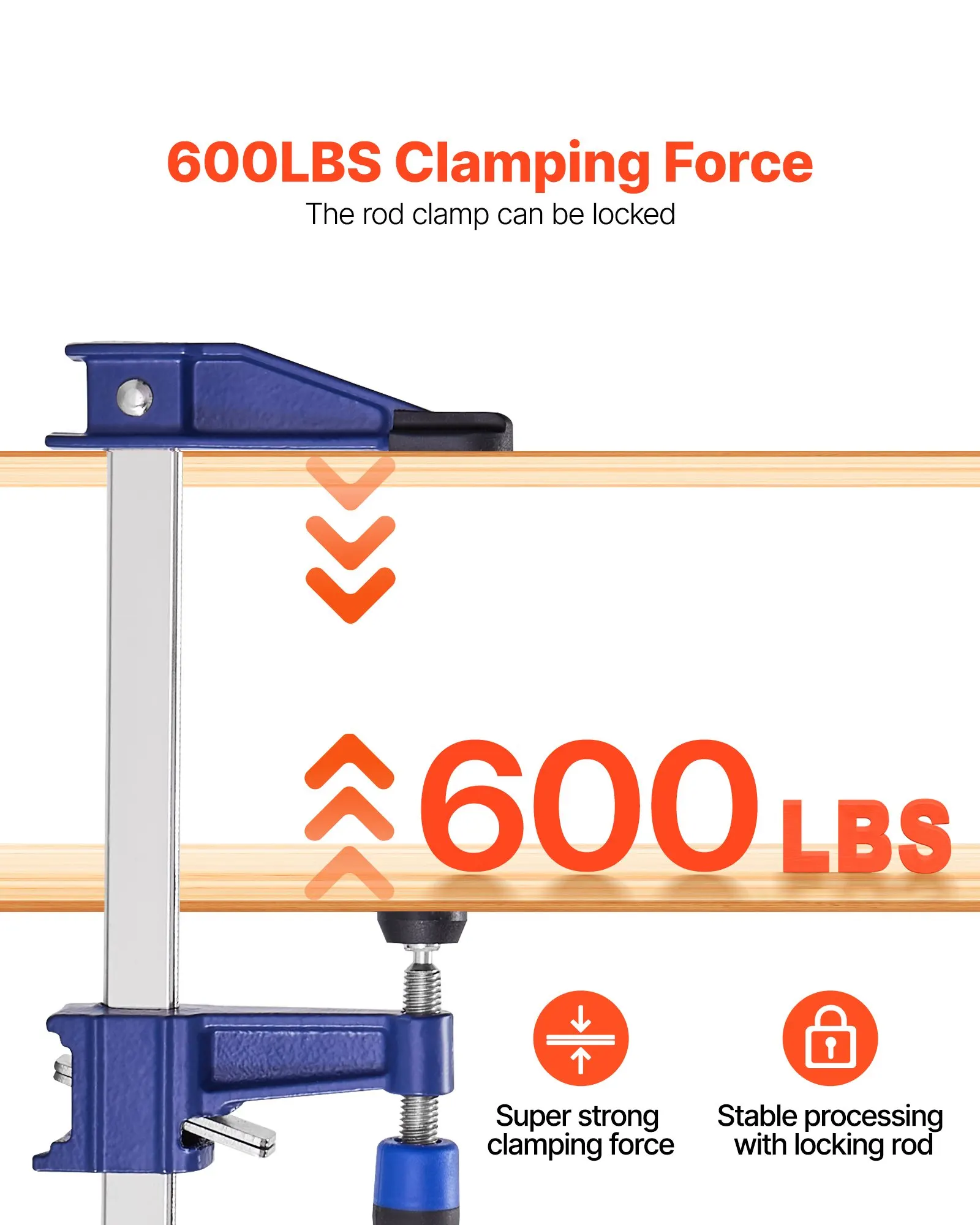 

Bar Clamps For Woodworking, 2-Pack 36 Inch Opening, Lockable F-Clamp With 600 Lbs Load Limit, 2-1/2 Inch Depth, Cast Iron And
