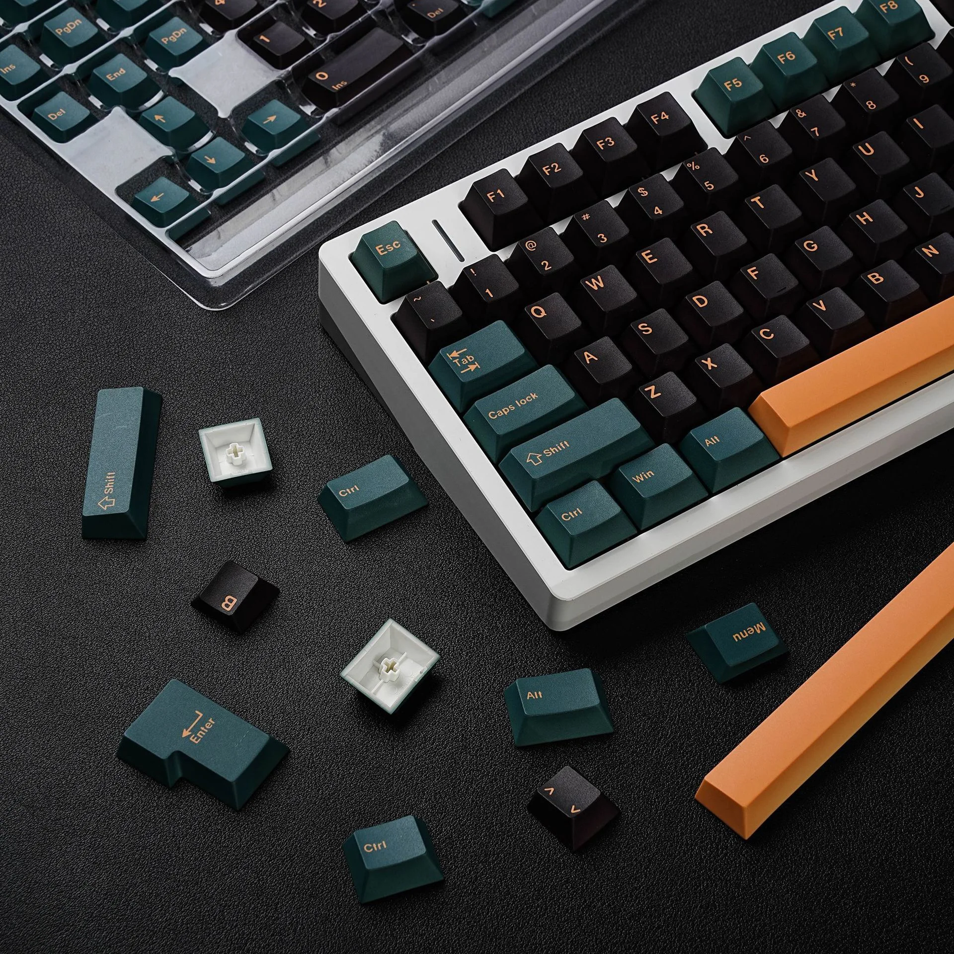 143 Keys Mars Green Cherry Profile Keycaps English Russian German Spanish French PBT Dye Sub Keycap For MX Mechanical Keyboards