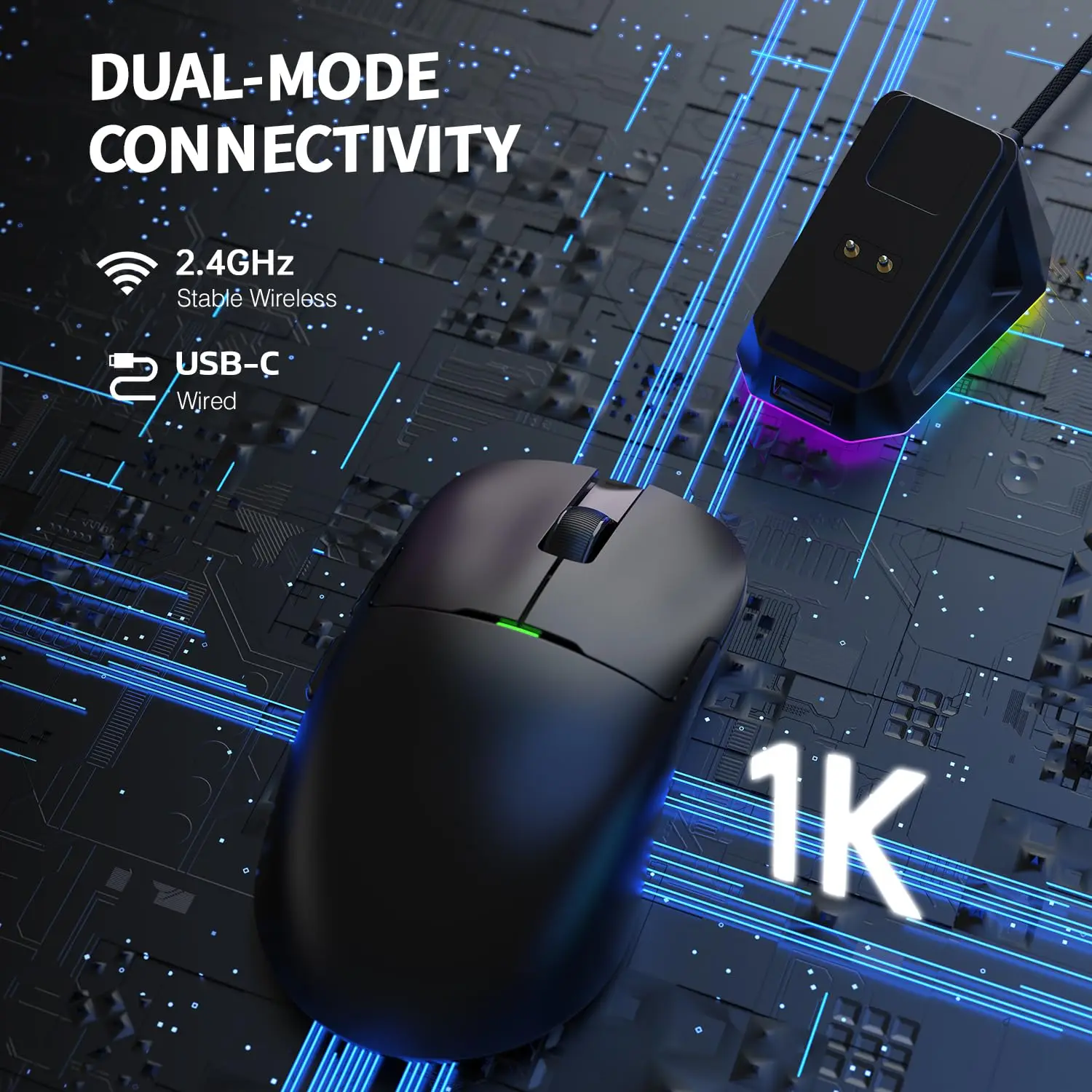 Imagem -03 - Ajazz-mouse para Jogos Leve com Doca de Carregamento Magnético Modo Duplo Mouse para Escritório Sensor Paw3395 até 26kdpi 2.4g Usb-c 56g Aj159p