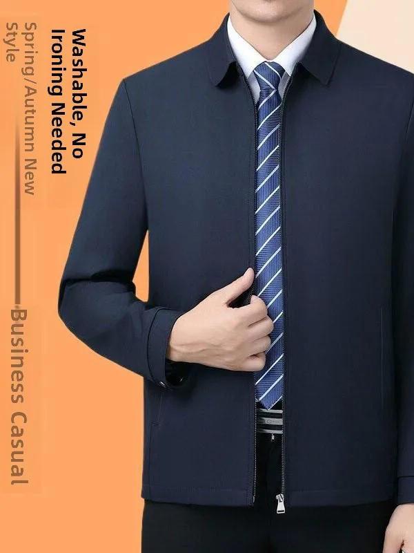 

Весенне-осенняя новинка: шелковая куртка для мужчин, повседневная тонкая мужская модная деловая куртка для отдыха, не требующая глажки, верхняя одежда для мужчин