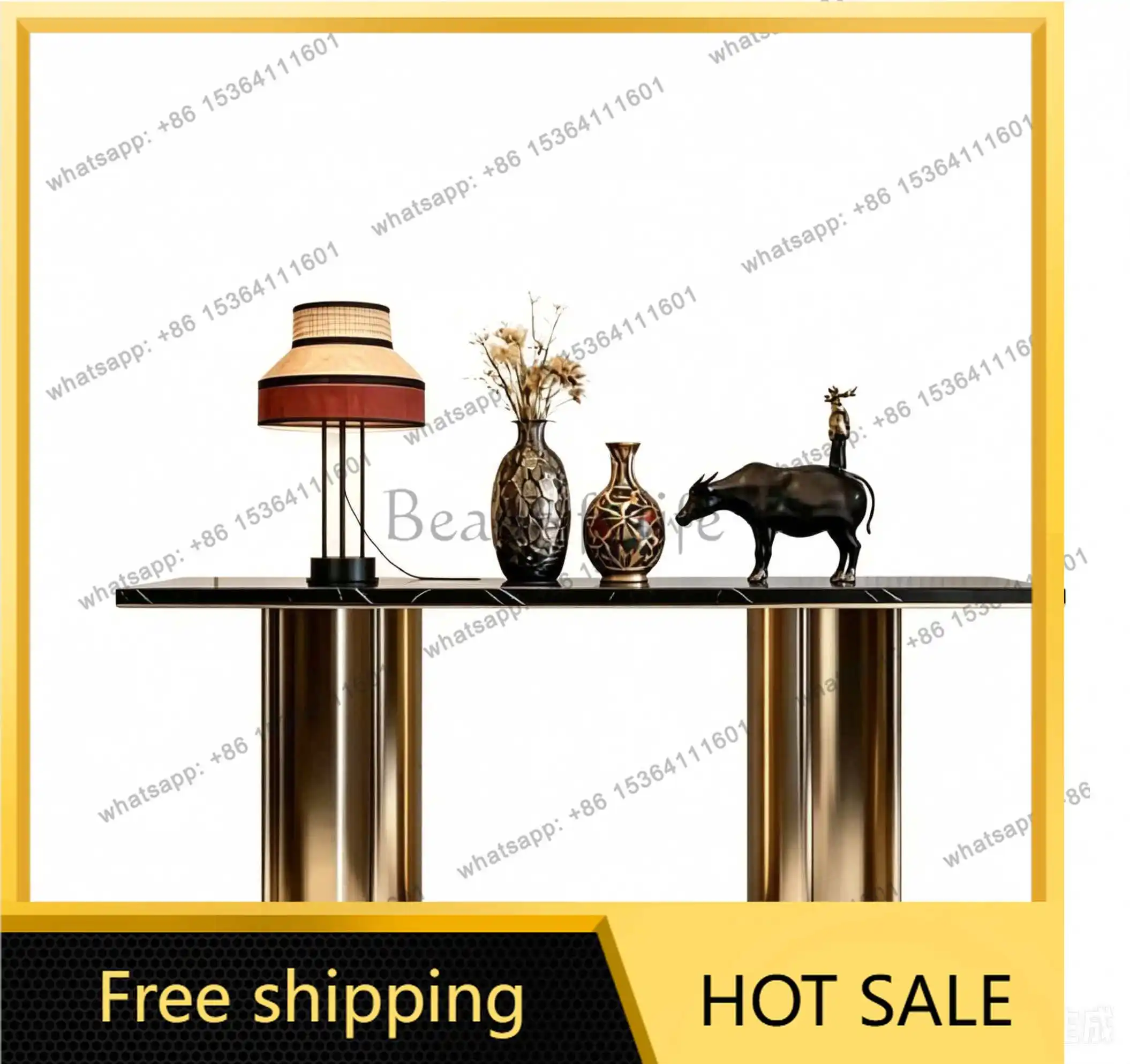 XX. Italian minimalist light luxury entryway table, modern minimalist living room with a wall-mounted observation table