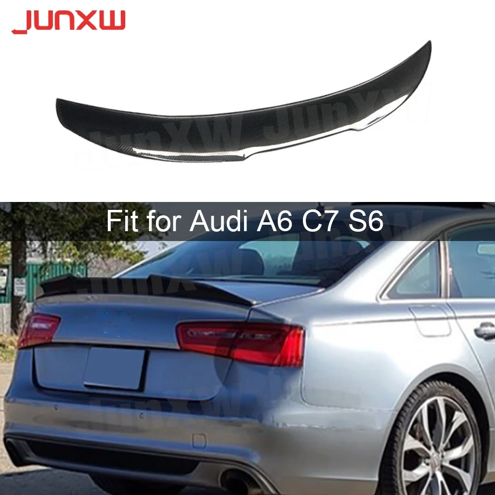 

Задний спойлер багажника из углеродного волокна для Audi A6 C7 S6 2012-2019 FRP P Style, задняя средняя крышка, задний средний спойлер, обвесы