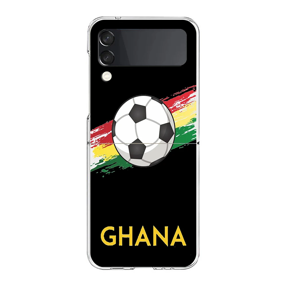 Country Soccer Morocco Football Clear Phone Case For Samsung Galaxy Z Flip 3 4 5 Hard Folding Shell For Samsung Z Flip3 Cover