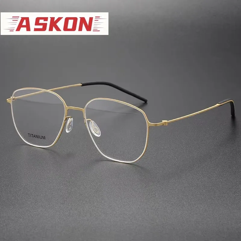 ASKON Pure titanium Glasses Frame Men Women Square Eyeglasses frames 2026 Metal Screwless Eyewear