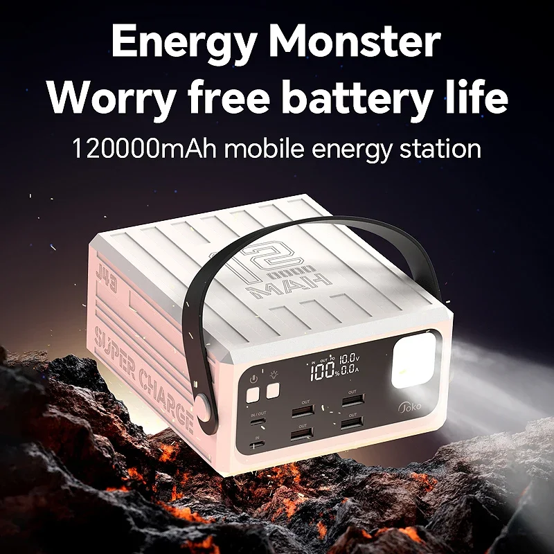 

New 120000mAh Large Capacity Power Bank 30W Fast Portable Charge Spare Auxiliary Battery with LCD Powerbanks for Outdoor Camping